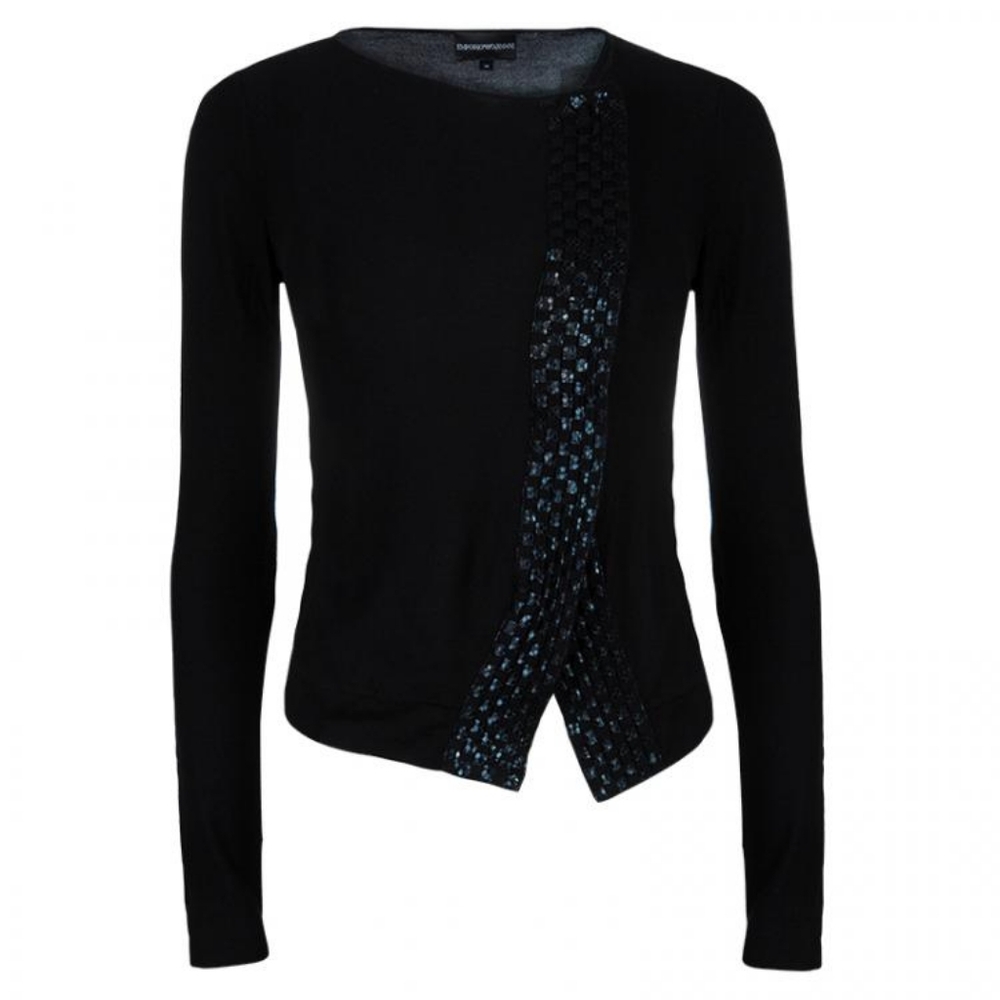 Emporio ArmaniEmporio Armani Black Embellished Cardigan Sz.36